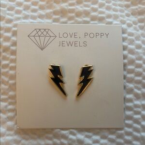 Black Lightning Bolt Earrings